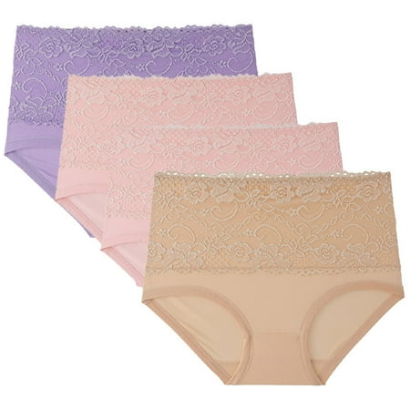 Underwear Women Pack Bikini Cotton Black Underwear  4PC Women Lace High Waisted Body Shaper Shorts Shapewear Panties
