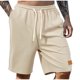 thumbnail image 1 of Pantalones de Cintura Elástica de Algodón de Color Sólido Pantalones de Playa de Pierna Recta con Bolsillos de Cordón, 1 of 9