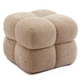 thumbnail image 3 of ONEVOG Square Teddy Pouf Ottoman, Modern Upholstered Tufted Foot Stool Coffee Table, Extra Seating for Living room Bedroom, Pink, 3 of 9