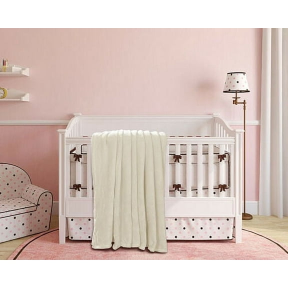 NEW IVORY SOLID VERSATILE SUPER SOFT WARM SMALL THROW COZY NEW BORN, TODDLER, KIDS BLANKET WARM FUZZY MICROPLUSH MULTIPURPUSE 50" X 60"