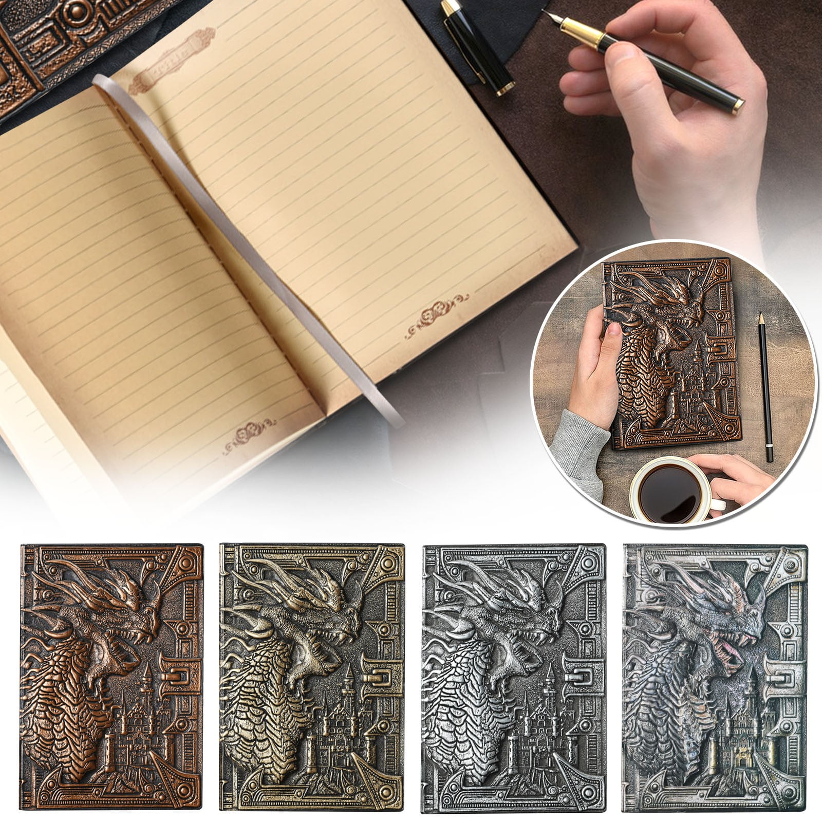Outdoor Decorations for Yard Metal Yard Art Outdoor and Garden Outdoor Yard Decorations Silver Embossed Dragon Journal Notebook for Garden Patio Lawn Front Yard Single Pack