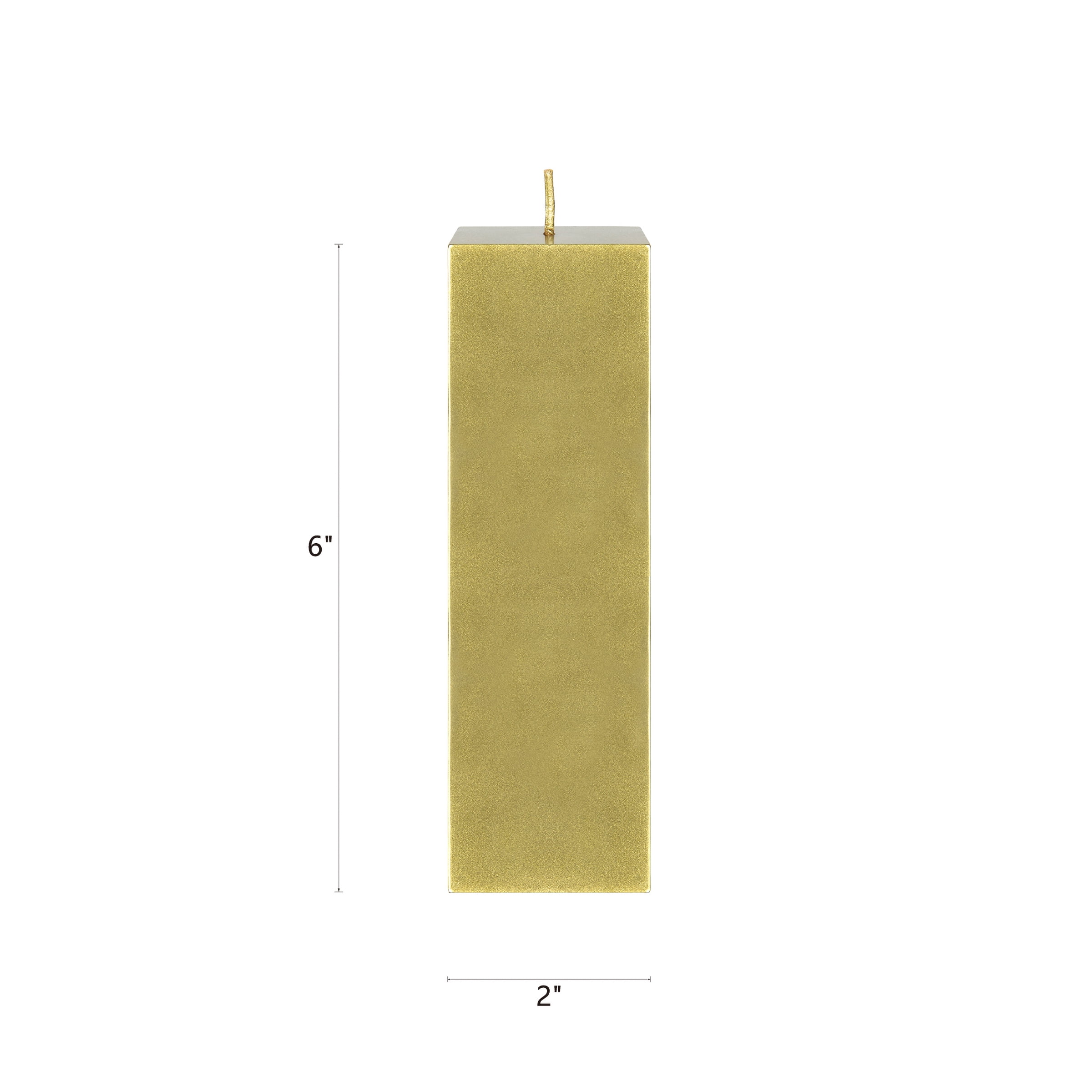 Mega Candles 3 pcs Unscented Gold Square Pillar Candle, Hand Poured Premium Wax Candles 2 Inch x 6 Inch, Home Décor, Wedding Receptions, Baby Showers, Birthdays, Celebrations, Party Favors & More