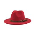 thumbnail image 1 of Minnieouse Sombrero de fieltro para mujer, gorro decorativo de ala ancha, cómodo, transpirable, para otoño e invierno, gorros a prueba de viento Accesorio para el cabello Rojo 58-61cm, 1 of 6