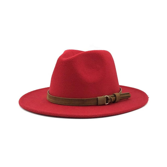 Guardoinrt Woman Fedoras Hat Cap Female Comfortable Breathable Solid Color Winter Hats Red 58-61cm