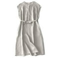 thumbnail image 1 of AherBiu Robes d'Été pour Femmes Sans Manches Demi-Bouton Col en V Décontractée Ample Robe Midi avec Ceinture, 1 of 5