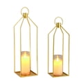 thumbnail image 3 of 12+15 Inch & 19+22 Inch LED Flameless Candle Lantern Set, Decorative Metal Lantern with Remote Control, Battery Operated Flickering Candle for Home Wedding Table Decor, French Gold or Sand Black, 3 of 7