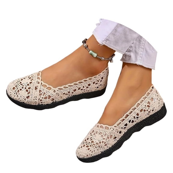 Fashion On Flat Comfortable Fishnet Hollow Out Casual Shoes Breathable Lightweight Walking Sneakers Non Outdoor Daily Wear Ladies Footwear