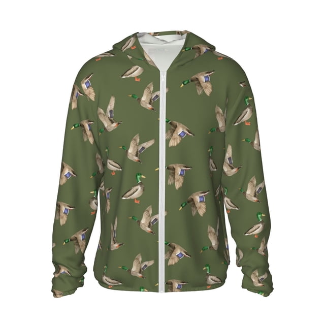 Fotbe Birds Wild Ducks Chaqueta con Protección Solar UPF 50+ para Hombre y Mujer, Camisa con Capucha y Bolsillos-Large