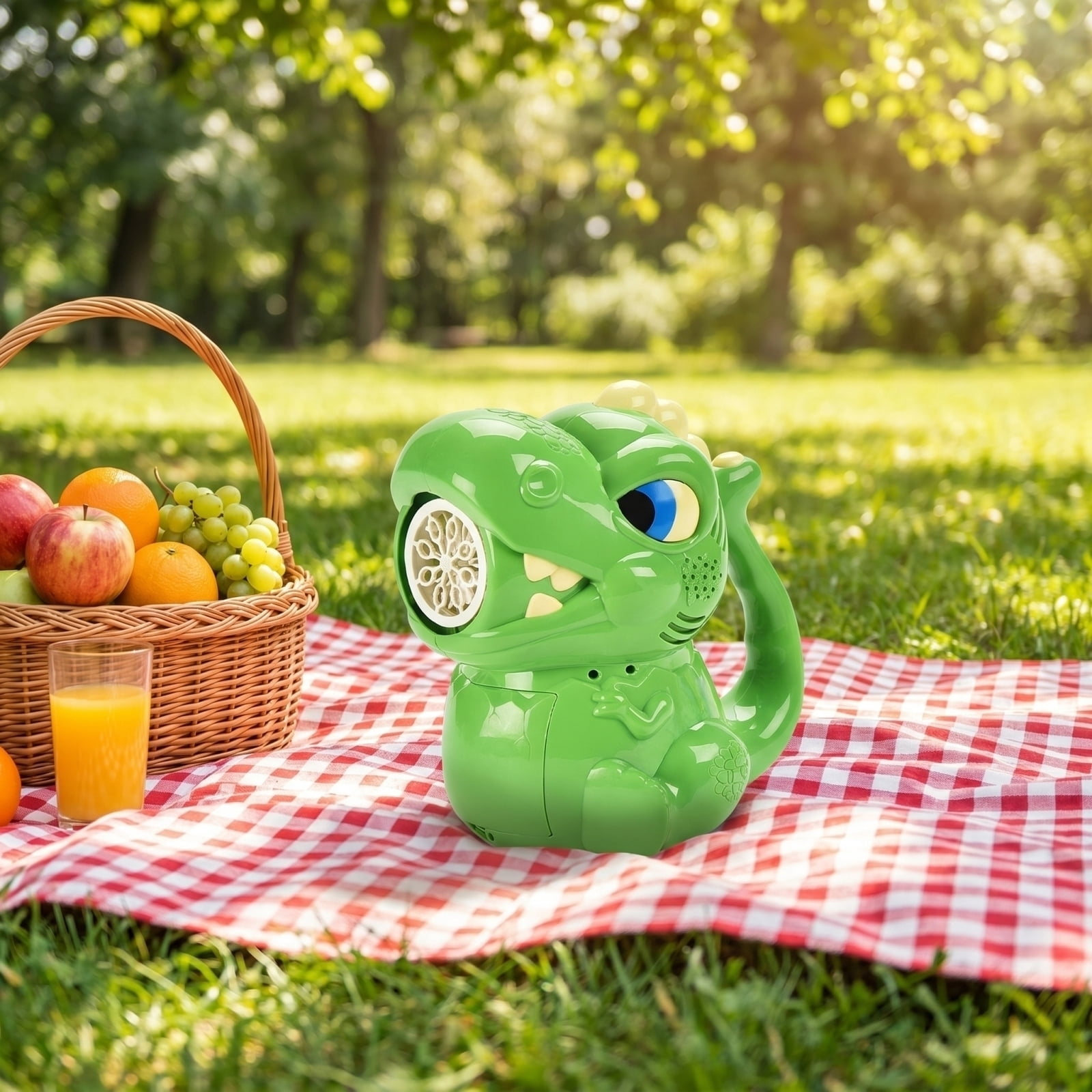 Dinosaur Bubble Blowing Machine, One-Button Automatic Bubble Maker with 100ml Bubble Solution, Portable Electric Bubble Blower for Outdoor Party Garden Activities (Green)
