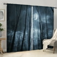 thumbnail image 2 of WNOOHIY Mystery Seclusion Moonlit Night Forest Trees Privacy Light-filtering Window Curtains for Bedroom and Living Room, 2 Panels, 2 of 8