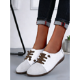 thumbnail image 2 of Women's Two-Tone Genuine Leather Casual Shoes - Comfortable Slip-On Flat Walking Shoes with Brown Laces, 2 of 3