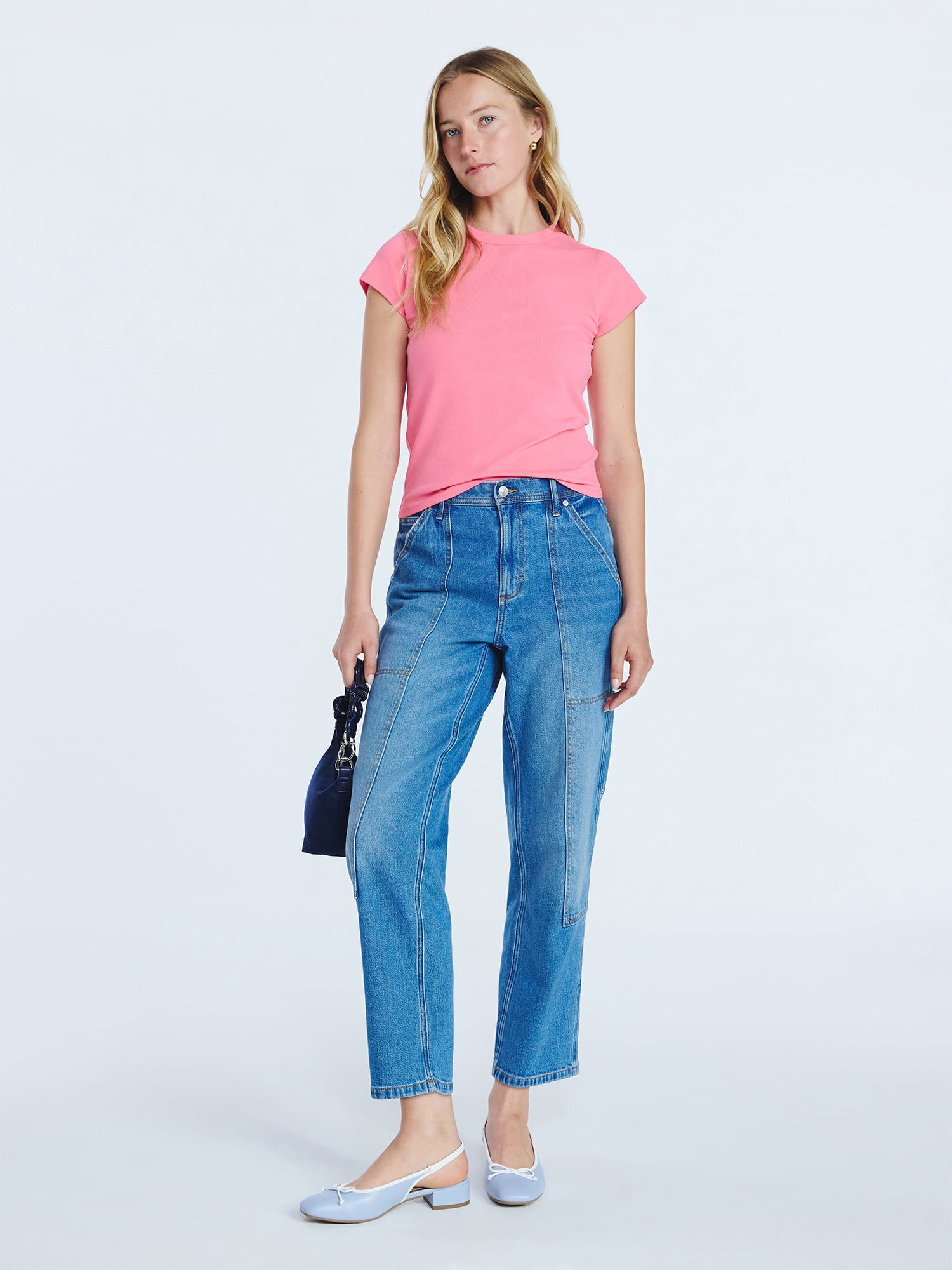 Free Assembly Women's and Women's Plus Cap Sleeve Tee, Sizes XS-4X