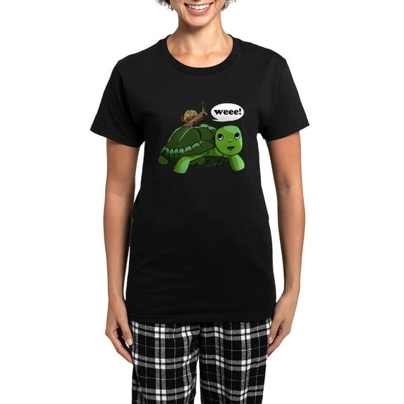 CafePress - Snail Riding Turtle Women's Dark Pajamas - Women's Short Sleeve Print T-Shirt and Pants Dark Cotton Pajama Set