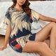 thumbnail image 4 of Fotbe American Bald Eagle A Conjunto de Pijama Estampado para Mujer, 2 Piezas, Ropa de Dormir con Camiseta de Manga Corta y Shorts Suaves-XX-Large, 4 of 6