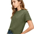thumbnail image 6 of Posijego Summer Tops for Women Textured Short Sleeve Crew Neck Casual T-Shirts Spring Soft Tunic Shirt for Ladies, 6 of 9