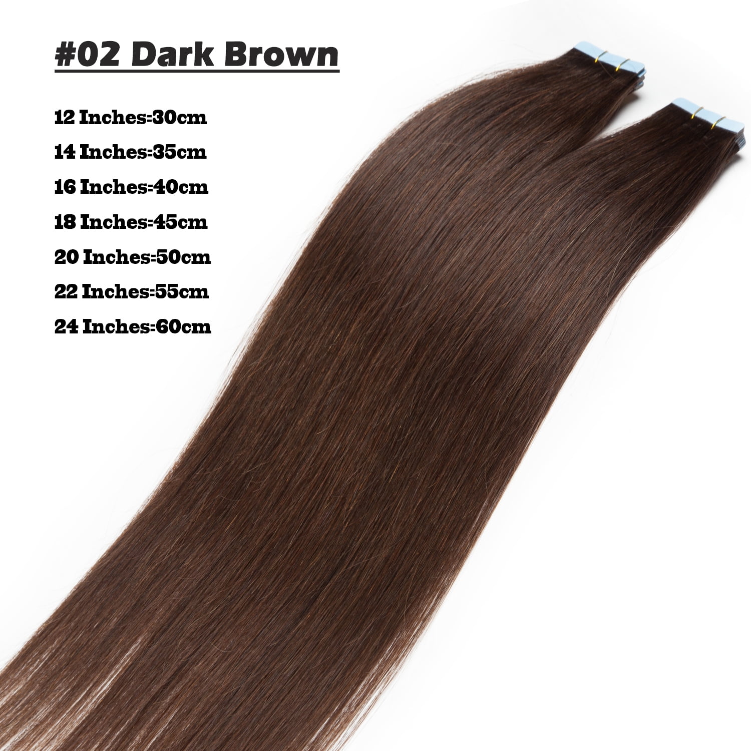 Benehair Tape In 100% Real Remy Human Hair Extensions Seamless Skin Weft Thick Glue Straight Women Brown 10-20pcs 12inch