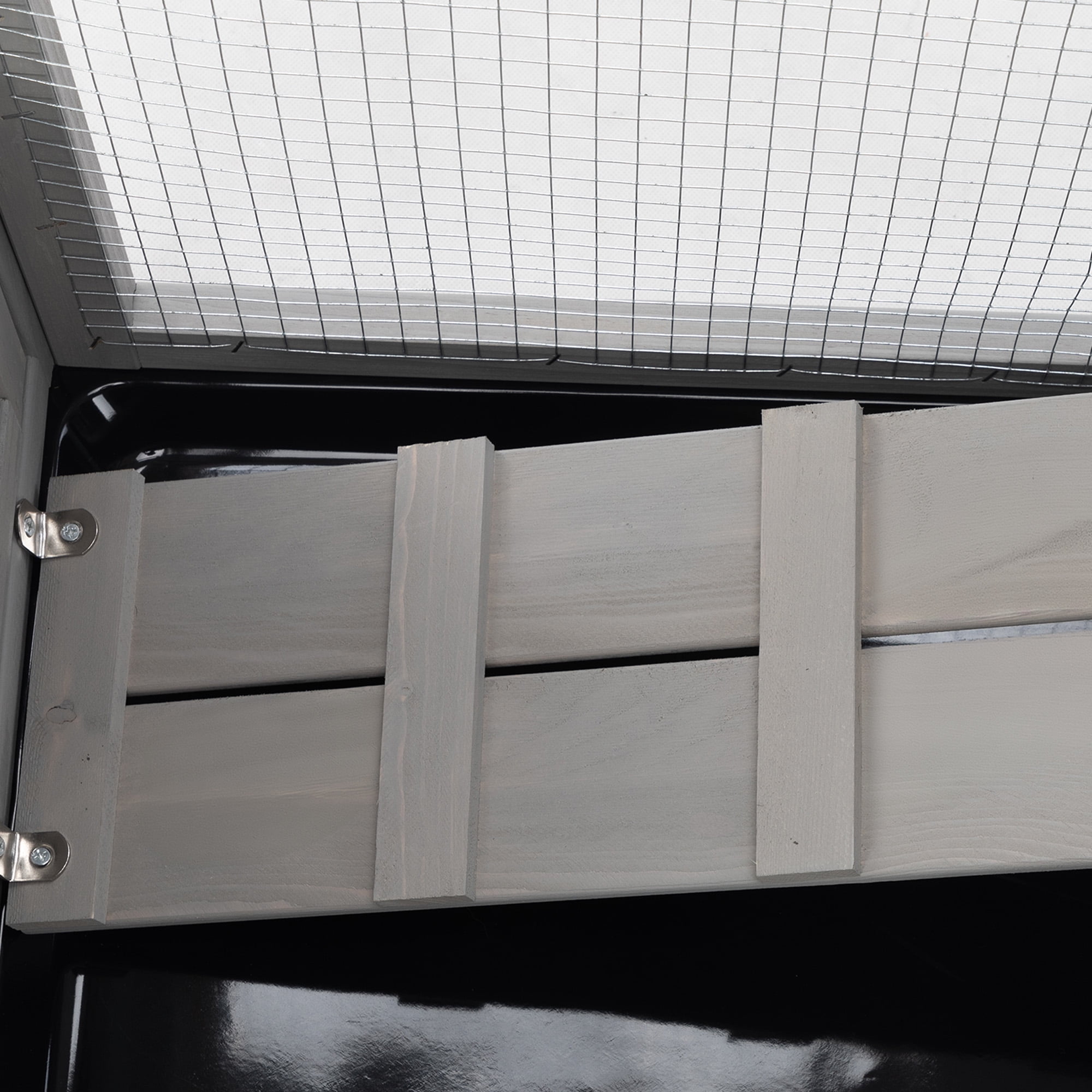 resenkos 35" Outdoor Rabbit Hutch with Wheels, Wood Bunny House with Ramp, Tray, Doors, Openable Top Small Animal Pet Cage, Gray