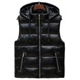 thumbnail image 1 of Men's Shiny Padded Vest Removable Hooded Outdoor Sleeveless Jacket, 1 of 4