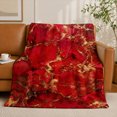 thumbnail image 2 of SPXUBZ Red Marble Flannel Fleece Blanket Abstract Stone Pattern Throw Blanket Modern Luxury Style Soft Cozy Blanket for Bedroom Sofa 50"x40", 2 of 5