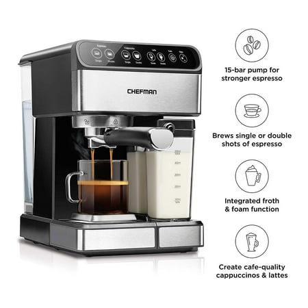 chefman frother froth brew cappuccino stainless