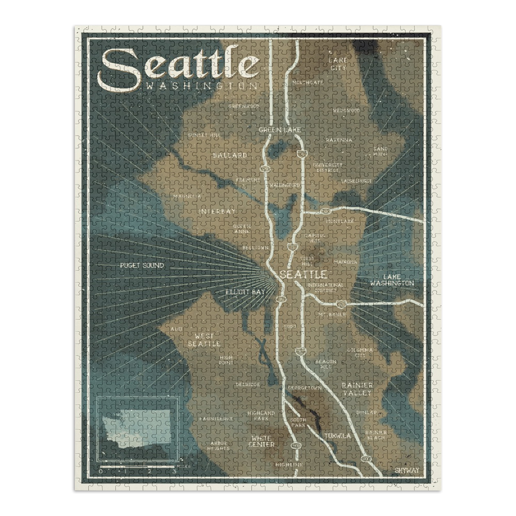 Seattle, Washington, Nautical Map (1000 Piece Puzzle, Size 19x27,  Challenging Jigsaw Puzzle for Adults and Family, Made in USA) - Walmart.com