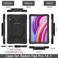 thumbnail image 3 of for Xiaomi Redmi Pad Pro/ Xiaomi Poco Pad 12.1 inch 2024 Case, 360 Rotatable Handle Stand, Shoulder Strap, Drop-Proof Design, Black, 3 of 7