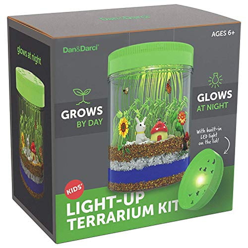 Dan&Darci LED Light-up Terrarium Kit for Kids - Educational Science Craft Kit - Arts and Crafts for Girls & Boys Ages 4-12 Year Old's