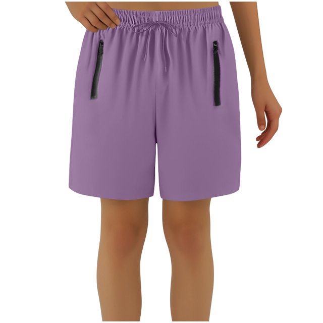 Yuyuzo Shorts for Women High Waisted Drawstring Unisex Quick Drying Shorts with Zipper Pockets