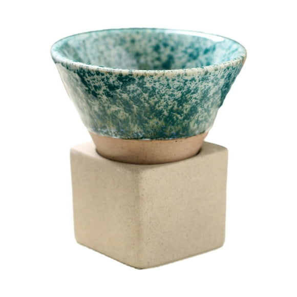 CSChome Crude Pottery Funnel Coffee Cup 100ML Crude Pottery Funnel Coffee Cup with Base Handmade Japanese Style Latte Cappuccino Tea Espresso Tapered Mug (Heat resistant)