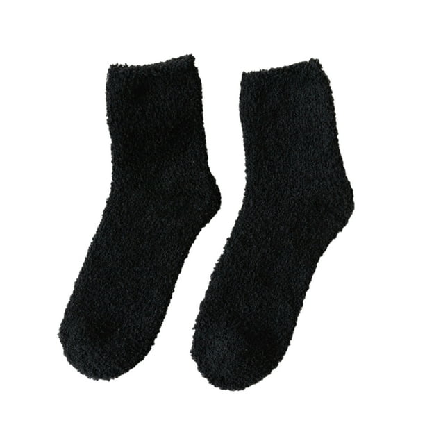Qarigey Paquete de 10 calcetines resistentes al desgaste de exquisita artesanía y elasticidad para piel Extra y calidez textura Extra gruesa Medias Negro