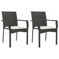 thumbnail image 2 of vidaXL 3 Piece Garden Dining Set with Cushions Black Poly Rattan, 2 of 5