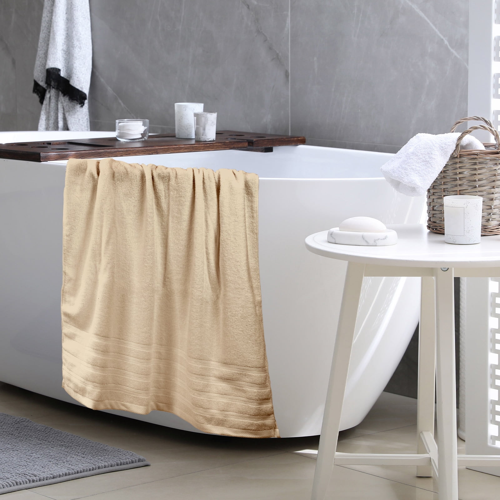 Hitime 100% Cotton Bath Towel Sets of 2 Pieces, 2 Bath Towel, Highly Absorbent Towels for Bathroom, Gym, Hotel