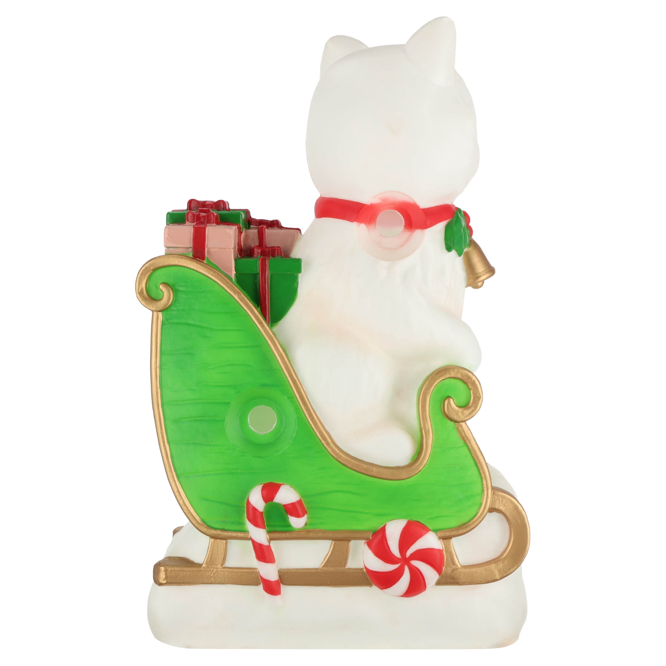 Lighted Blow Mold Cat in Sleigh Indoor/Outdoor Christmas Decoration, Multicolor, 24", by Holiday Time