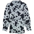 thumbnail image 2 of Alfani Womens 2-Tone Wrap Blouse, Blue, Small, 2 of 2