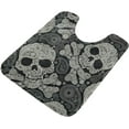 thumbnail image 5 of Dreamtimes Skull Paisley Halloween Bath Mat for Bathroom Shower U Shape Toilet Rugs Contour Carpet Set, Fluffy Absorbent & Machine Washable, 2 Piece, 5 of 6