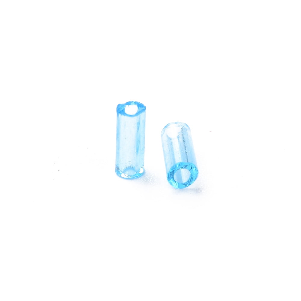 1Pound Transparent Glass Bugle Beads Round Hole Deep Sky Blue 3~8x2mm Hole: 0.7mm 450g/pound DIY