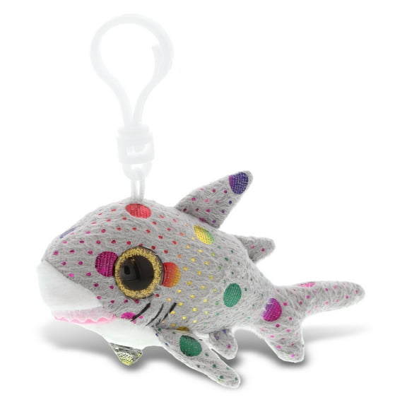 DolliBu Shark Plush Big Eyes Keychain Stuffed Animal - Soft Sea Life Charm with Sparkling Big Eyes, Decorative Aquarium Plush Toy Accessory & Fun Buddy Clip For Kids Keys, Purse, Backpack & Bags