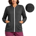 thumbnail image 3 of Vivianyo HD Women's V‑Neck Zip Up Nurse Work Sweatshirt, Fitted Stretch Long Sleeve Top, Fall Uniform Cover Up with Pen Sleeve Slots and Pockets for Medical Workplace and Daily Errands, Sizes S-2XL, 3 of 7