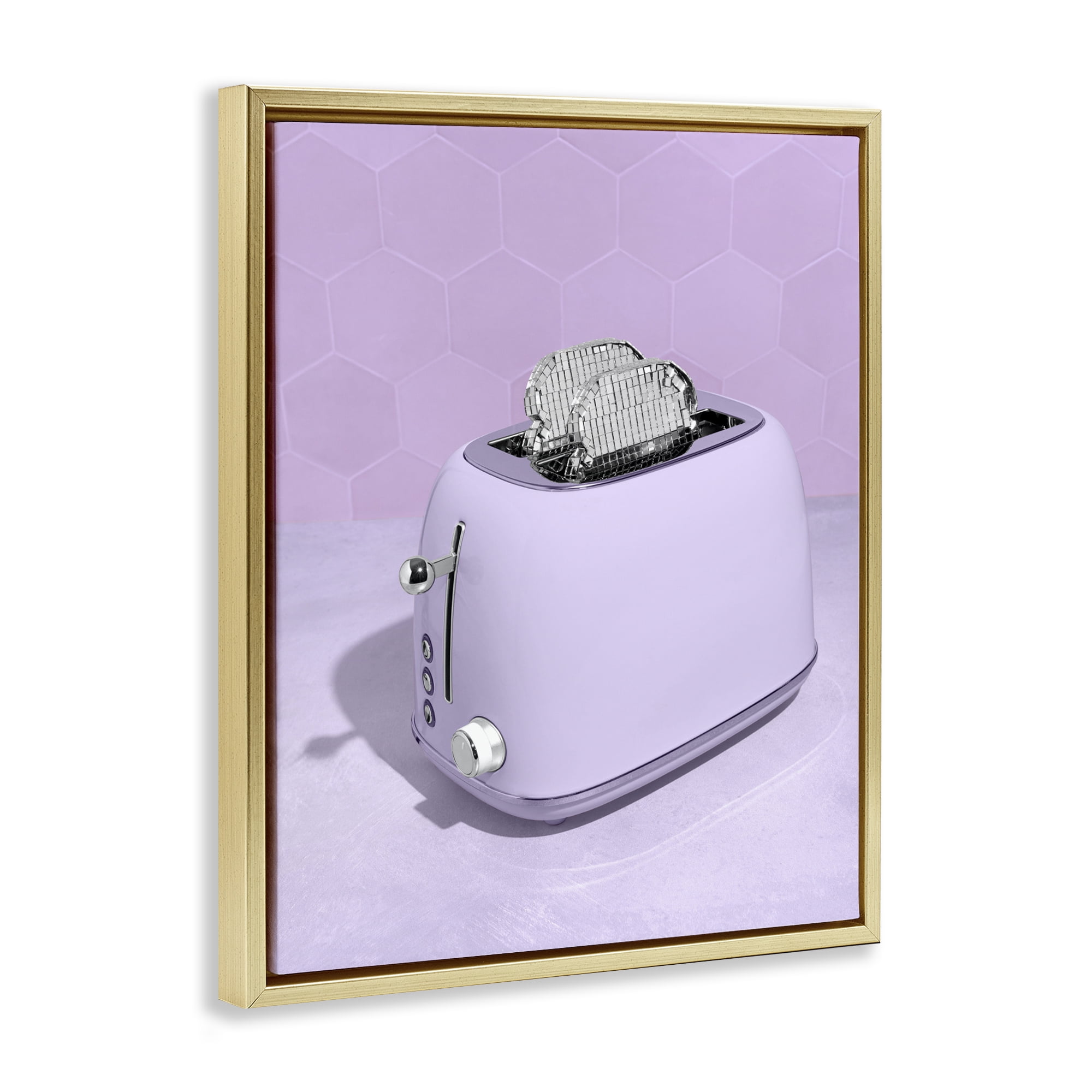 Stupell Industries Disco Toast over Purple Gold Framed Floater Canvas Wall Art, design by LISH Creative