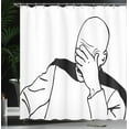 thumbnail image 4 of Ambesonne Humor Shower Curtain, Captain Picard Face Palm, 69"Wx84"L, White and Black, 4 of 5