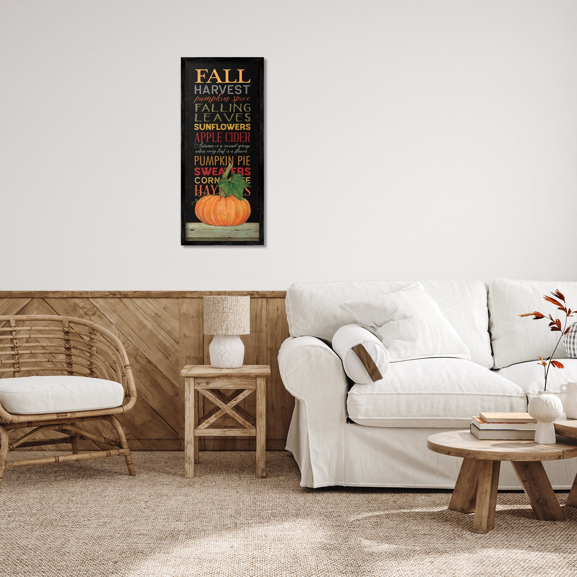 Stupell Industries Fall Harvest Autumn Seasonal Holiday Painting Black Framed Art Print Wall Art, 13 x 30