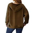 thumbnail image 4 of APEXFWDT Women's Zip-Up Fleece Hoodie Jacket Long Sleeve Casual Athletic Sweatshirt Solid Color Warm Outerwear,S,Coffee, 4 of 7