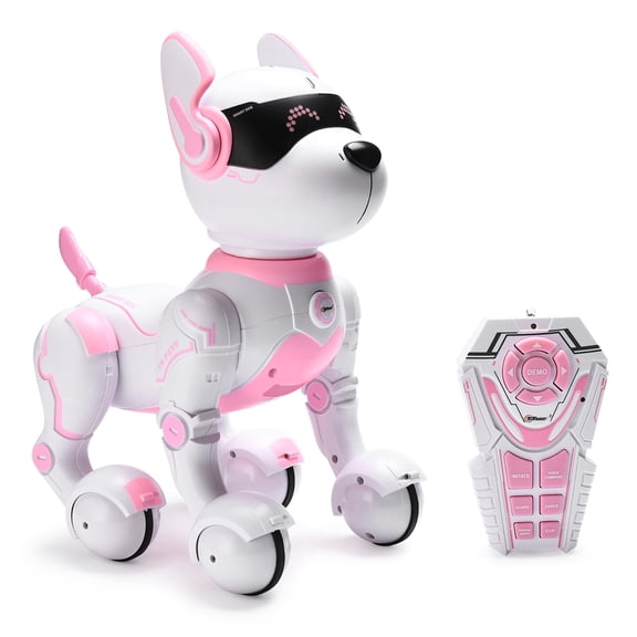 Top Race Remote Control Robot Dog Toy Touch Edition - Pink, Voice Control, Kids 3-10Y
