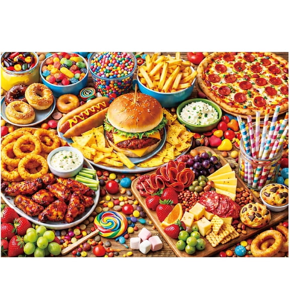BenBen 500 Pieces Puzzles for Adults, Delicious Food Feast, Jigsaw Puzzle with Patterns on Back