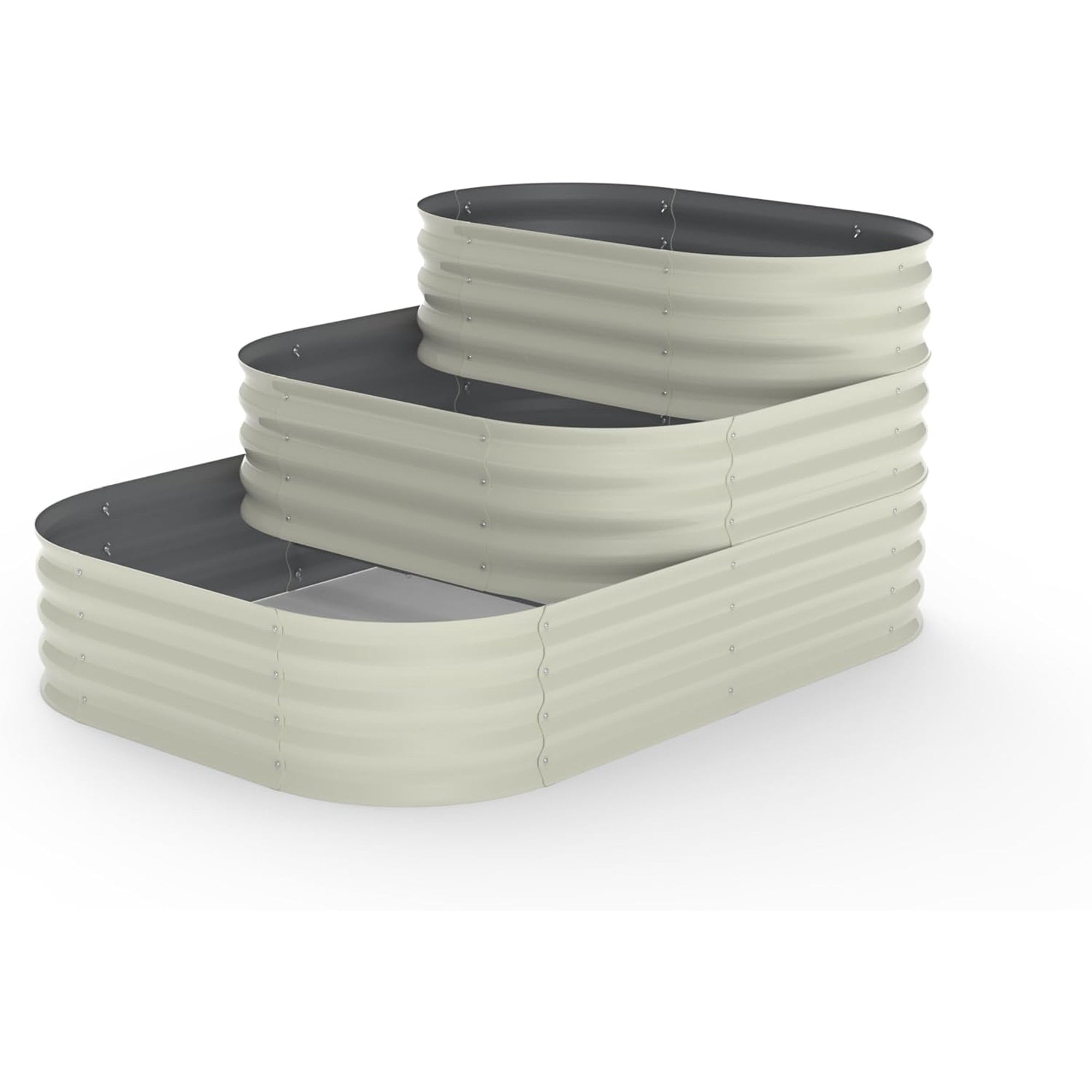 Riedhoff 3 Tiered Raised Garden Bed Kit, Galvanized Steel, 60.6 x 42.1 x 30.7 inch, Off-white