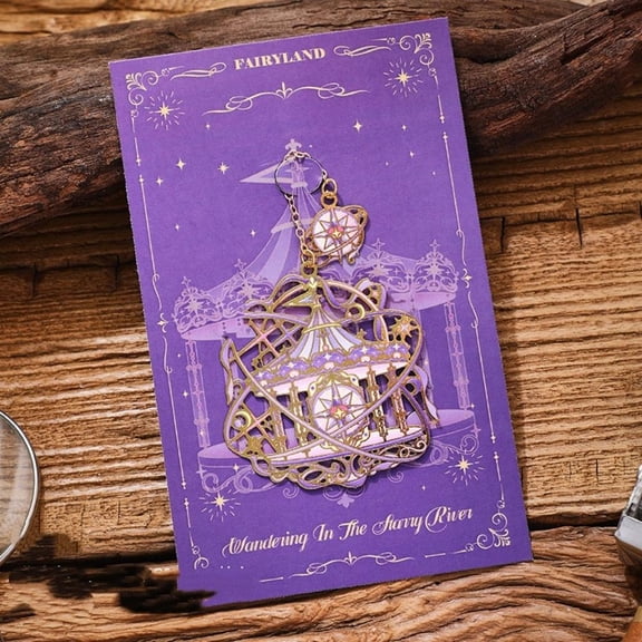 Metal Bookmarks Colorful Paradise Star River Bookmark with Chain Reading Book Page Holder Book Clip Student School Office Supplies