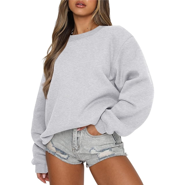 Chandail à Manches Longues pour Femmes, Col Rond Décontracté, Coupe Ample, Chandail à Capuche, Polaire, Automne