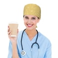 thumbnail image 5 of Scrub Caps Women Men, Gold Glitter lightning D Adjustable Working Caps, Turban Hat Cleaning Working Cap with Sweatband, Elastic Bandage Tie Back Nurse Cap, 5 of 5
