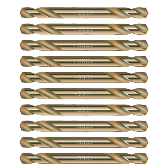 Max-Craft HSS Cobalt Drill Bit Set Double End Twist Drill Steel Metal Iron 10Pcs 9/64 inch