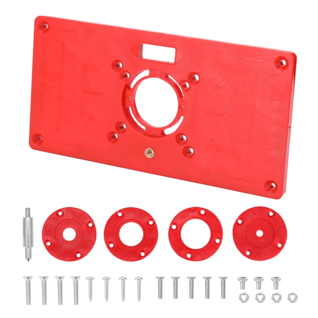 TFixol ABS Plastics Woodworking Engraving Machine Flip Board Milling And Slotting Tool Trimming Machine Woodworking Tool Multifunctional Router Table Insert Plate With 4 Rings
